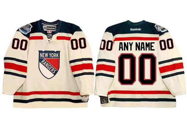 Men's New York Rangers Custom White Stitched Jersey